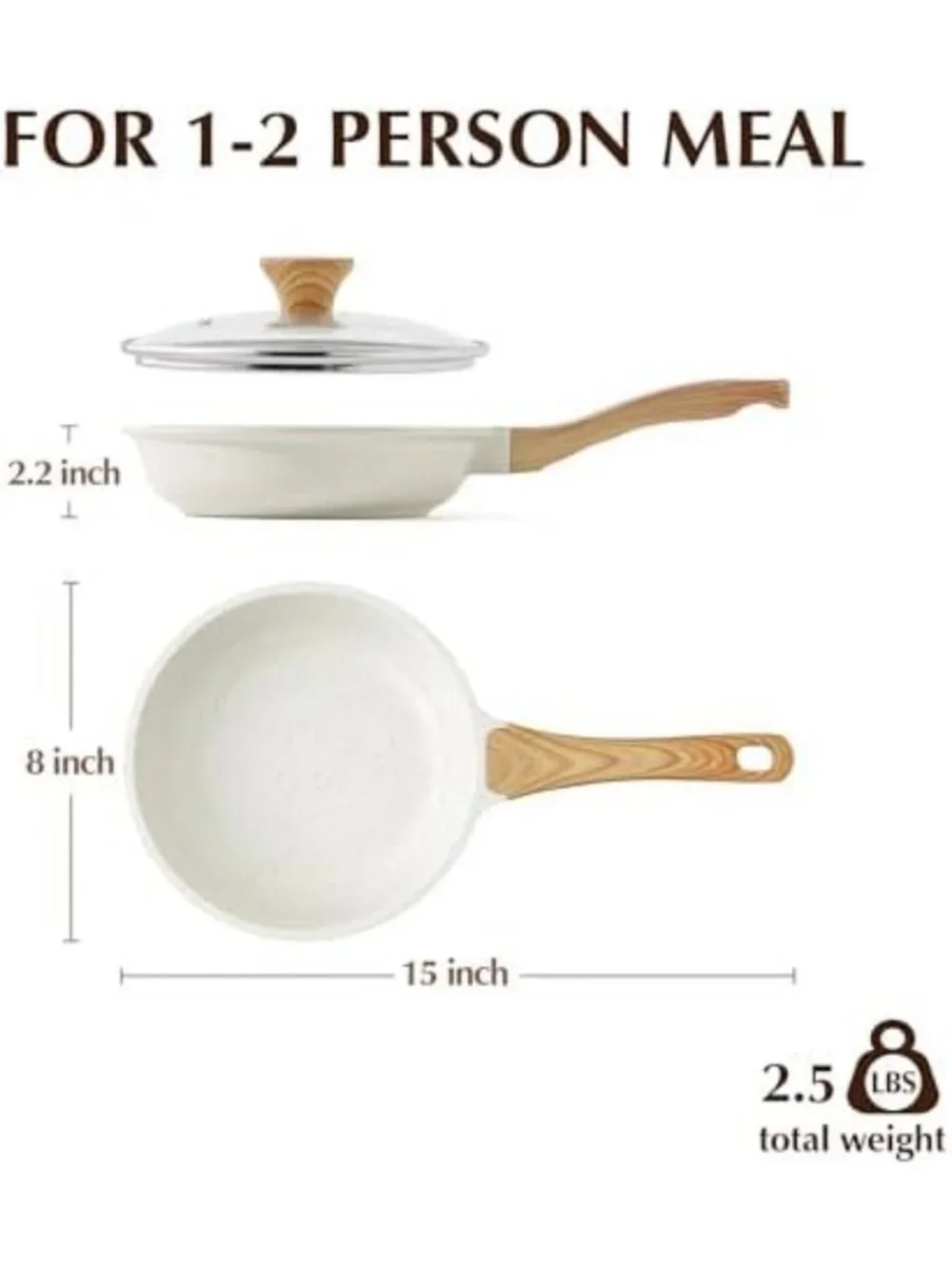 8-Inch Nonstick Ceramic Frying Pan with Lid - Safe, Eco-Friendly Cookware